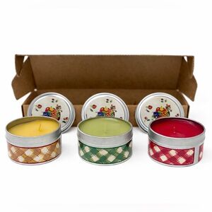NWT Longaberger Kitchen Candle Set Pear Citrus Sage Tomato Leaf Yellow Green Red